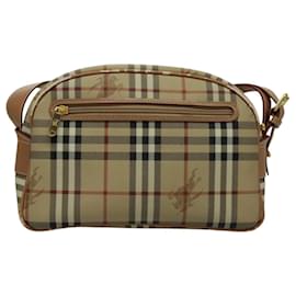 Autre Marque-Burberrys Nova Check Shoulder Bag PVC Beige Gold Auth 96329-Beige,Golden