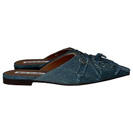 Spitze Ballerinas mit Schnürdetails aus blauer Denim von Acne Studios Blau Hellblau