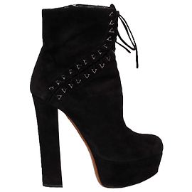 Alaïa Stivaletti in suede nero con lacci - Anni '20 Nero