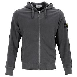 Stone Island Logo-Patch Kapuzenpullover aus grauer Baumwolle Grau