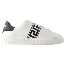 Versace-Greca Sneakers - Versace - Leather - White-White