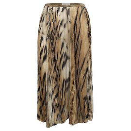 Roberto Cavalli chiffon-tulle leopard printed pleated skirt-'00s Brown