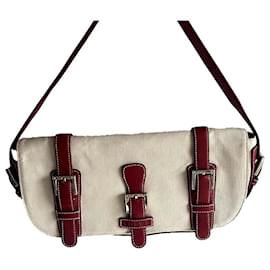 Bolsa Loewe Vermelha e Eggshell em pele e nylon Vermelho Fora de branco