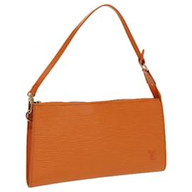 Louis Vuitton-LOUIS VUITTON Epi Pochette Accessoires Pouch Orange Mandarin M5294H Auth 95388-Orange,Grey