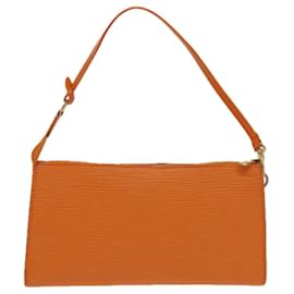 Louis Vuitton-LOUIS VUITTON Epi Pochette Accessoires Pouch Orange Mandarin M5294H Auth 95388-Orange,Grey