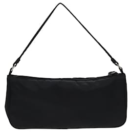 Prada-PRADA Accessory Pouch Nylon Black Silver Auth 95690-Black,Silvery