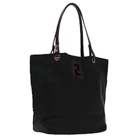 Fendi-FENDI Hand Bag Nylon Black Silver Auth ep6196-Black,Silvery