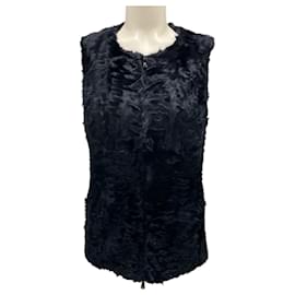 Autre Marque-Susan Bender Navy Blue Persian Lamb Fur Vest-Navy blue