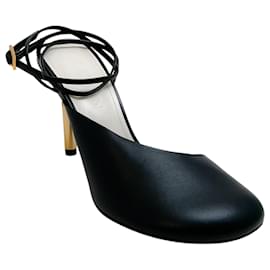 Lanvin-Lanvin Black Leather Sequence Ankle Tie Pumps-Black