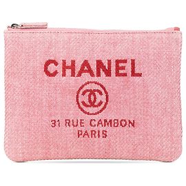 Pink Chanel Small Straw Deauville O Case Clutch Pink