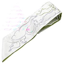 Hermès-HERMES Scarves T.  Silk-White