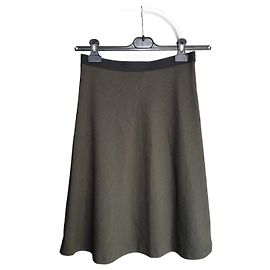 Filippa K dark green wool-blend Bias cut skirt Dark green