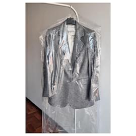 Autre Marque-Rodebjer Violante silver/metallic wool-blend blazer-Silvery,Grey,Metallic