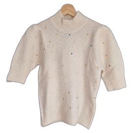 Bimba & Lola Top em mistura de mohair e lã marfim com embellishments de cristal Bimba y Lola Cru