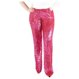 Parosh Pantalon droit en sequins roses - taille L Rose
