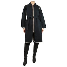 See by Chloé Black check trimming coat - size UK 10 Black