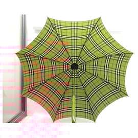 Autre Marque-VINTAGE BURBERRY'S UMBRELLA 89 CM IN BEIGE TARTAN CHECK CANVAS-Beige
