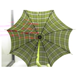 Autre Marque-VINTAGE BURBERRY'S UMBRELLA 91 CM IN BEIGE TARTAN CHECK CANVAS-Beige