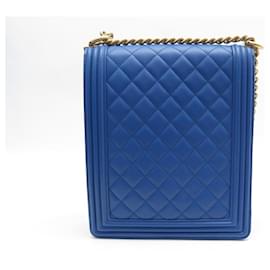 Chanel-NINE CHANEL NORTH-SOUTH BOY BLUE LEATHER HANDBAG AS0132 SHOULDER BAG-White