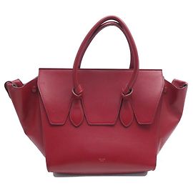 Céline CELINE TIE BAG MINI ROTE LEDER HANDTASCHE 25CM Rot