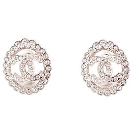 NEUN CHANEL STECKOHRRINGE CC LOGO STRASS SILBERMETALL Silber