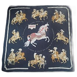 Lenço de seda Hermès Carrousel azul e amarelo Azul Amarelo