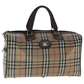 Autre Marque-Burberrys Nova Check Boston Bag Canvas Beige Auth yk15627-Beige