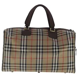 Autre Marque-Burberrys Nova Check Boston Bag Canvas Beige Auth yk15627-Beige