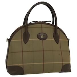 Autre Marque-Burberrys Nova Check Hand Bag Canvas Leather Brown Gold Auth bs19193-Brown,Golden