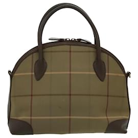 Autre Marque-Burberrys Nova Check Hand Bag Canvas Leather Brown Gold Auth bs19193-Brown,Golden