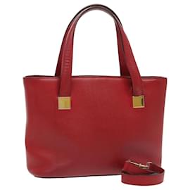 Céline-CELINE Hand Bag Leather 2way Red Gold Auth fm3963-Red,Golden
