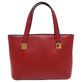 Céline-CELINE Hand Bag Leather 2way Red Gold Auth fm3963-Red,Golden