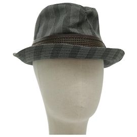 Chapéu LOUIS VUITTON de algodão cinza LV Auth bs19057 Marrom