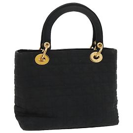 Bolsa de mão em nylon preto e dourado Christian Dior Canage Auth yk15712 Preto Dourado