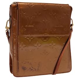 Louis Vuitton-LOUIS VUITTON Monogram Vernis Motto Accessory Pouch Bronze M91138 LV Auth 96276-Bronze