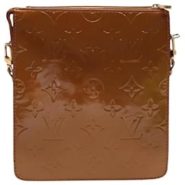 Louis Vuitton-LOUIS VUITTON Monogram Vernis Motto Accessory Pouch Bronze M91138 LV Auth 96276-Bronze