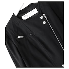 Dior-Christian Dior x Galliano SS04 Logo Popper & Zip Slim Biker Jacket-Black