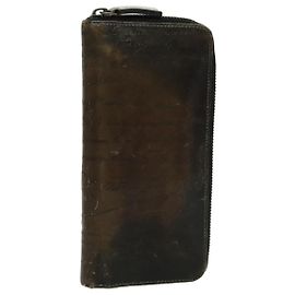 Cartera larga de cuero Berluti Caligrafía marrón Auth bs19017 Castaño