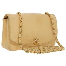Chanel-CHANEL Matelasse Chain Shoulder Bag Canvas Beige Gold CC Auth 96216-Beige,Golden