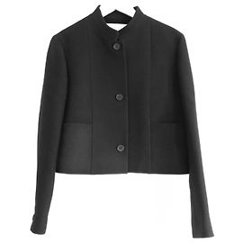 Dior Black Wool Nehru Collar Cropped Jacket Black