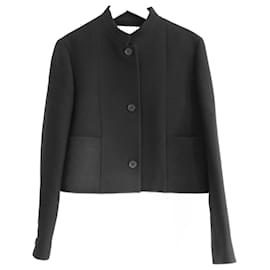 Dior-Dior Black Wool Nehru Collar Cropped Jacket-Black