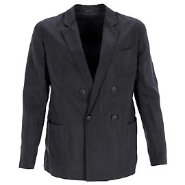 Blazer Giorgio Armani in lino nero Nero