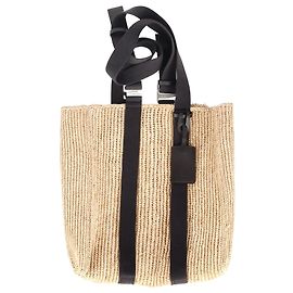 Sac Panier Jacquemus en raphia beige et cuir Beige