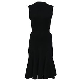 Vestido midi sem costas em malha ajustado e evasê em lã preta da Michael Kors Preto