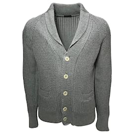 Tom Ford-Tom Ford Knitted Button-Down Cardigan in Grey Cotton-Grey