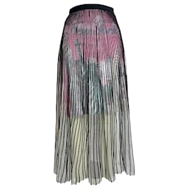 Balenciaga-Balenciaga New York City Print Pleated Midi Skirt in Multicolor Viscose-Multiple colors