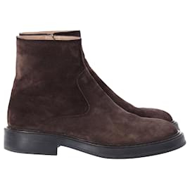 Tod's-Tod's Almond-Toe Ankle Boots in Brown Suede-Brown