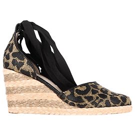 Sophia Webster bedruckte Espadrille-Wedge-Pumps aus braunem Polyester Braun