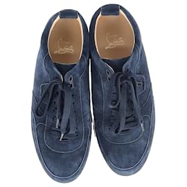 Christian Louboutin-Christian Louboutin Happyrui Low Top Sneakers in Navy Blue Suede-Blue,Navy blue