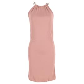Gucci-Gucci Knee Length Dress with Gold Buckles in Pink Viscose-Other